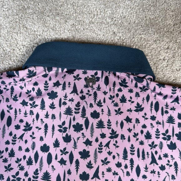 NEW Greyson Polo Shirt Men's M Pink Magical Ferns Mauve Mist Golf Performance - Picture 9 of 9